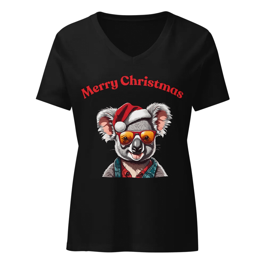 Santa Koala Women's Relaxed V-Neck T-Shirt - Red product image (1)