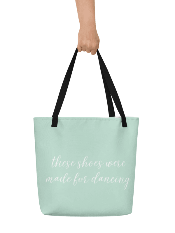 Shoe Bag Tote | Mint with White Logo and Quote product image (3)