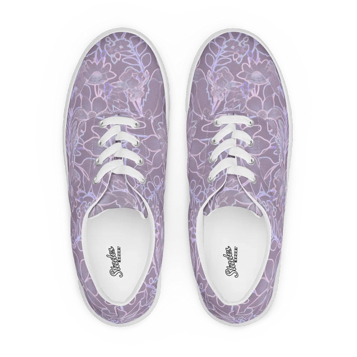 Line art Lilac and Pink Floral/Women's Lace-Up Canvas Shoes by Allcolor product image (1)