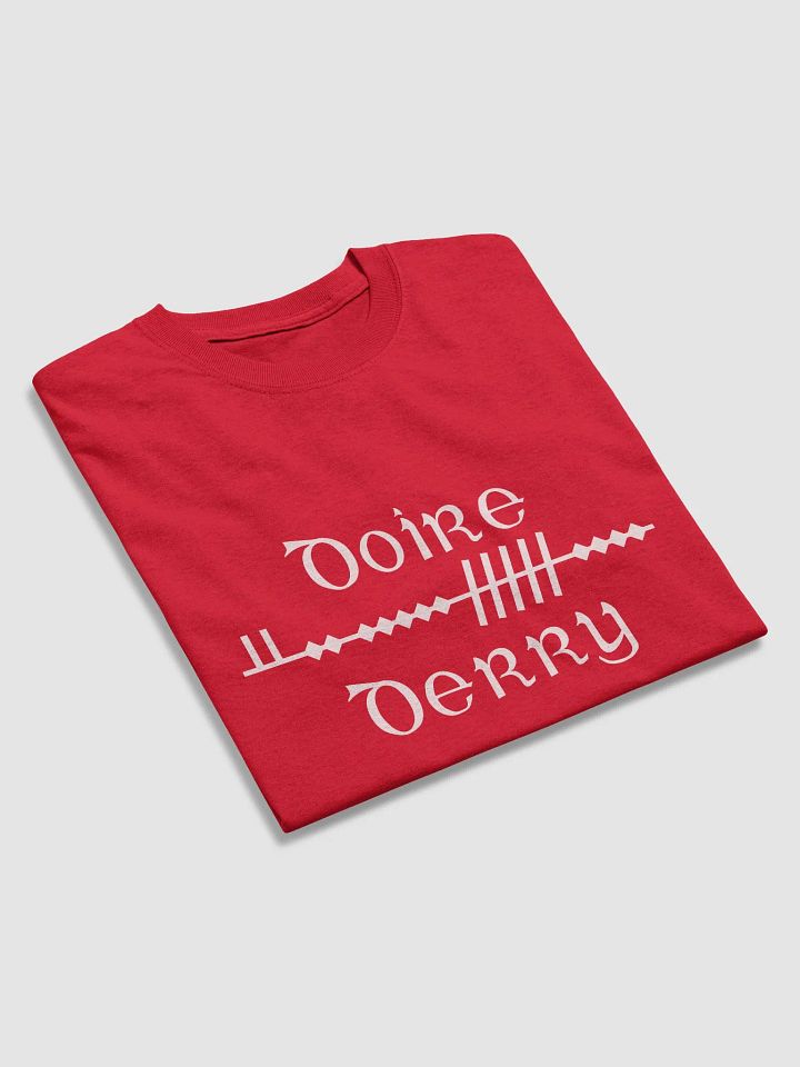 Derry/Doire Scholastic style Ogham red printed t-shirt product image (2)