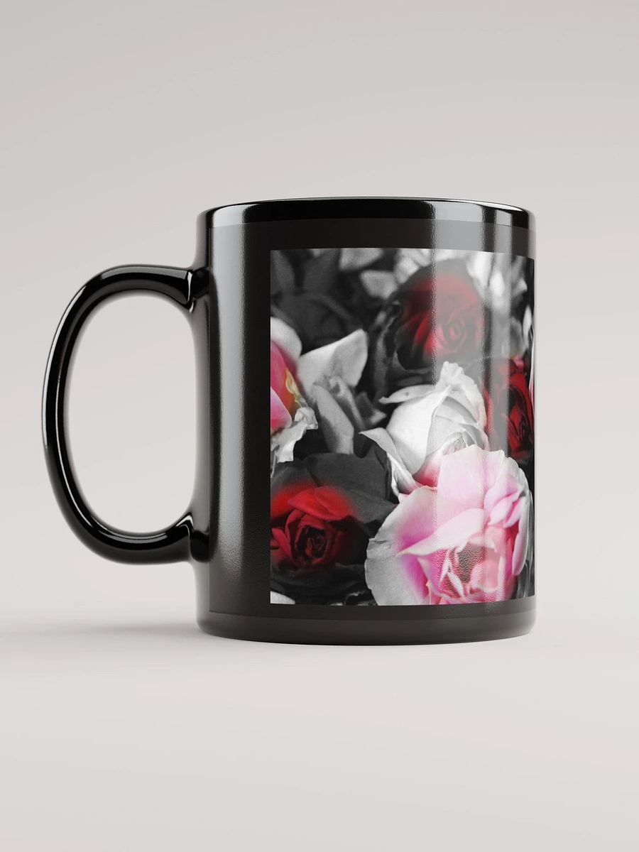 Black and White Roses Fade To Pink and Red Black Coffee Mug product image (11)