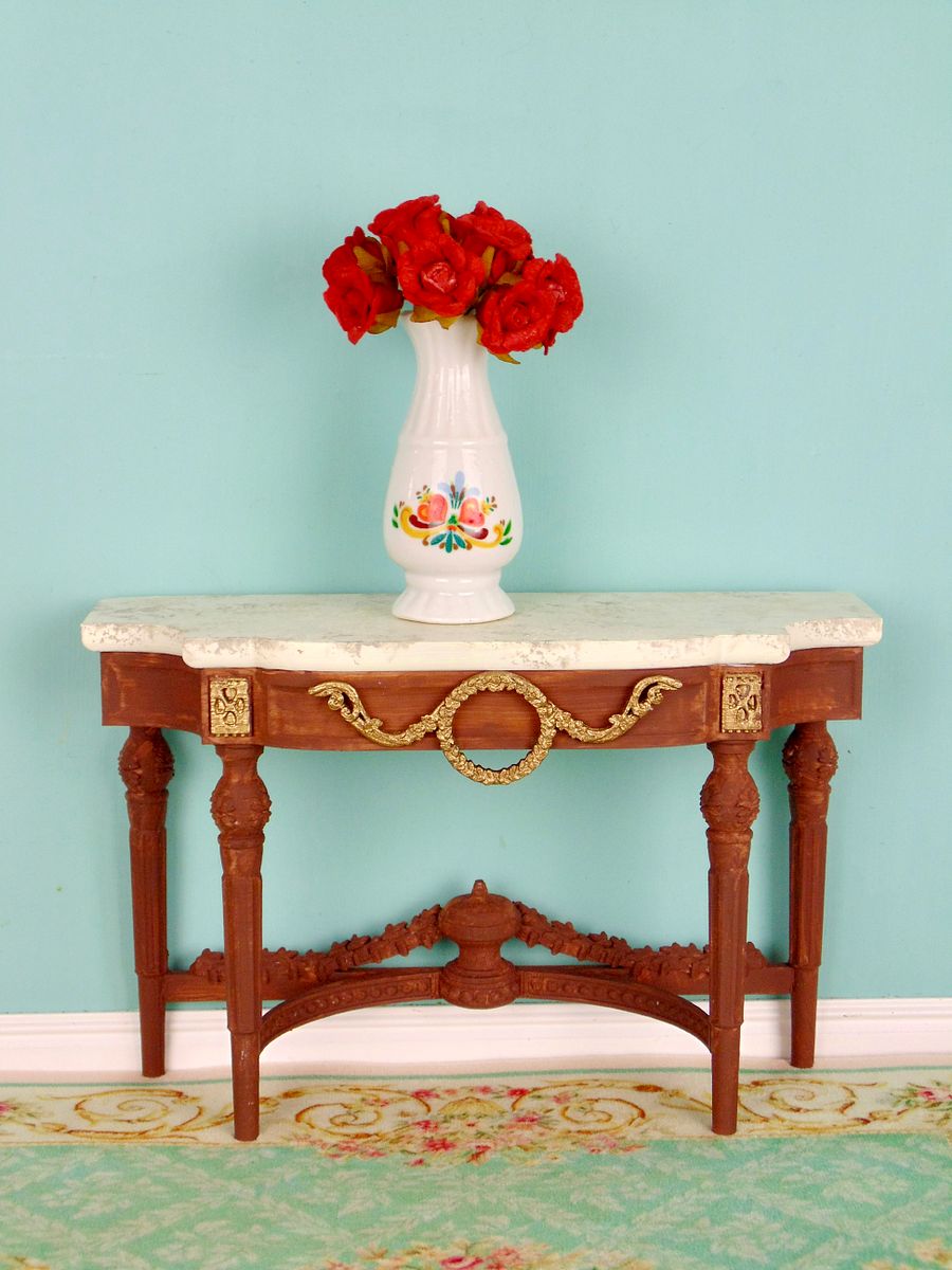 1:6 scale console table for 12” fashion dolls WALNUT color product image (3)
