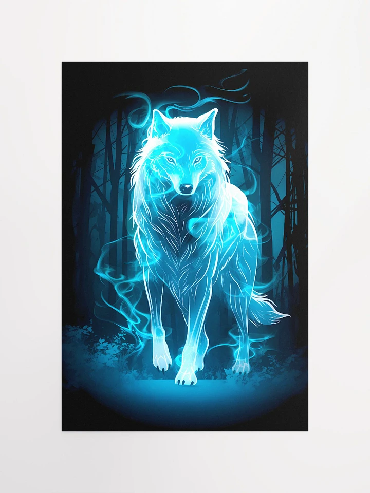 Ethereal Blue Wolf of the Enchanted Magic Forest Spirit Animal Matte Poster product image (2)