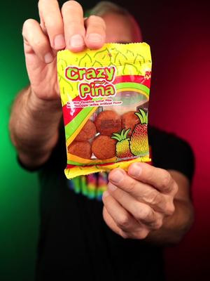 Trying weird Mexican 🇲🇽 candy ASMR: Crazy Piña, Lucas Skwinkles Rellenos, Vero Chili Pepper Powder Covered Mango Lollipop  #asmrcandy #candyasmr #mexicancandy #cincodemayo 