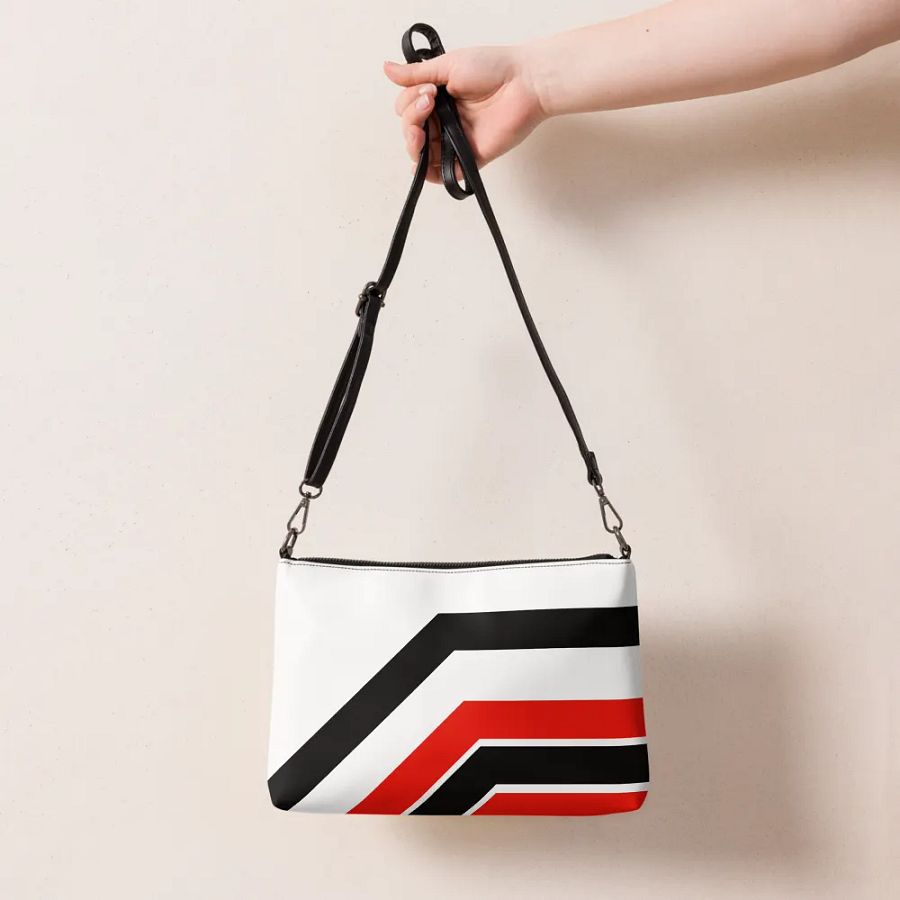 Black/White/Red Bent Color Lines Crossbody Bag product image (11)