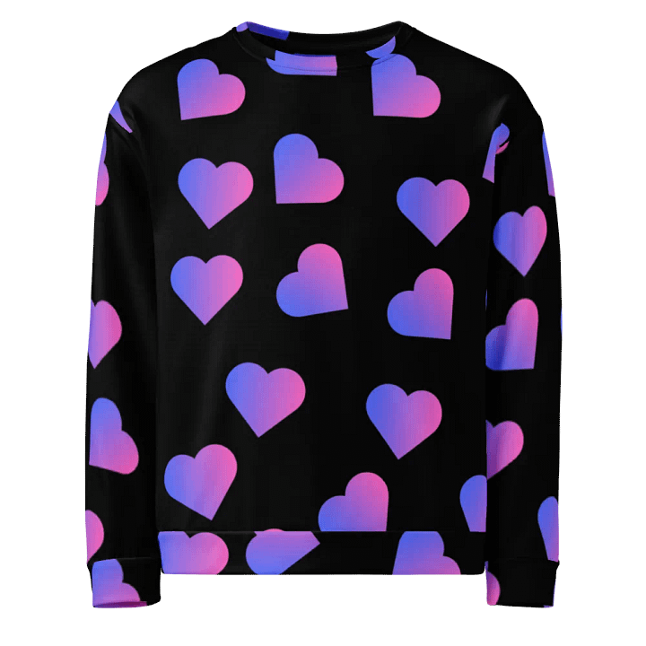 Love Pattern Pink Hearts on Black Background Unisex Sweatshirt product image (2)