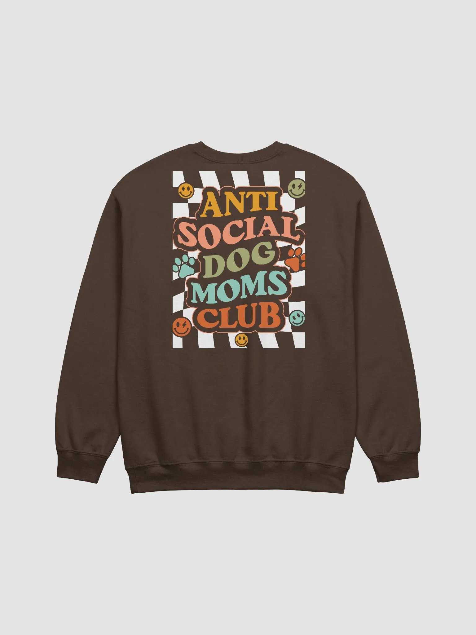 Anti Social Dog Moms Club Retro Checkerboard(Color) Sweatshirt | Funny Introvert Checkered Shirt for Dog Moms product image (4)