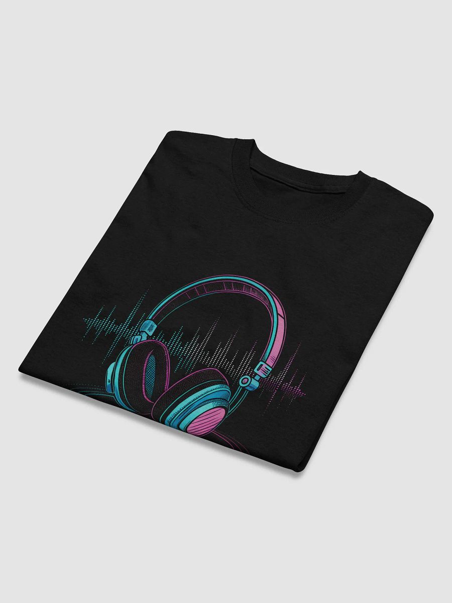 Pixelated Headphones T-Shirt with Glowing Sound Waves – A Fusion of Retro Gaming and Music Vibes product image (3)
