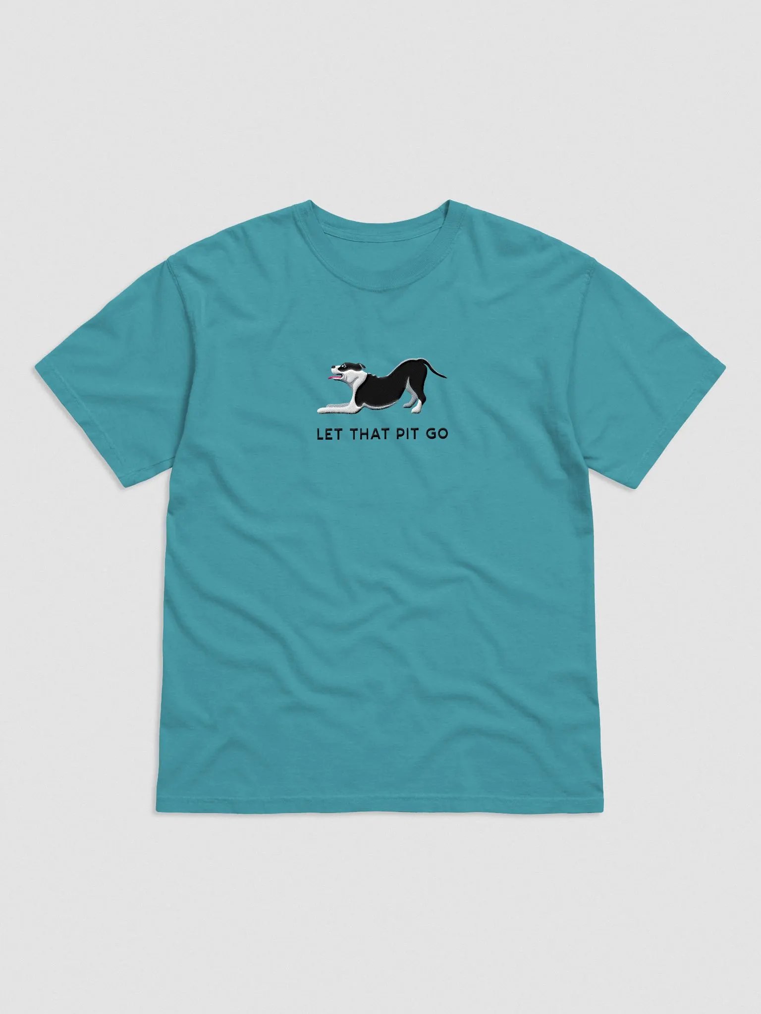 Let That Pit Go T-Shirt(Embroidered) of a Pitbull Terrier(Black) product image (4)