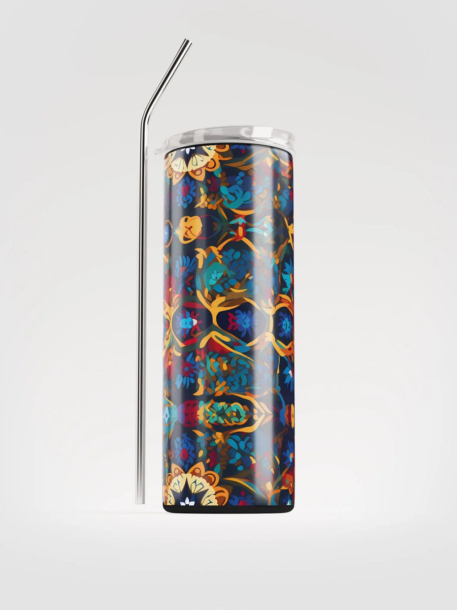 Colorful Pattern, Rich, Deep, Blues, Reds Yellows, and Oranges Skinny Tumbler with Straw, 20oz product image (2)