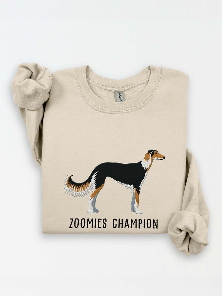 Zoomies Champion Sweatshirt (Embroidered) of a Saluki(Black & Tan) product image (1)