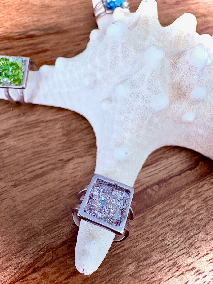 MFD-00230 | Radiant Tidepool | Adjustable Ring | Double-Band Stainless Steel | Handmade Coastal Charm Jewelry by Monique Faella Designs™ product image (10)