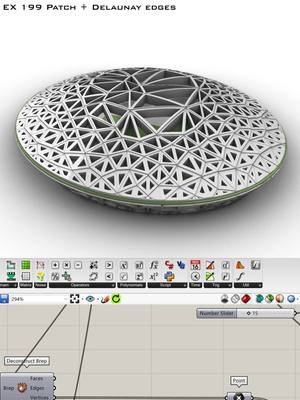 Grasshopper - EX 199 - Patch + Delaunay edges #zahahadid #architecturetiktok #design #architecture #architecturestudentlife #rhino #modeling #grasshopper #parametricdesign #architecturedesign #architecturestudent #grasshopper3d #architecturemodel #architect #parametricarchitecture #model #render #rendering #models #architectureschool