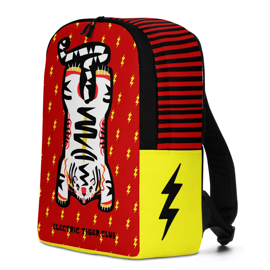 White Electric Tiger on Black and Yellow - Backpack product image (3)