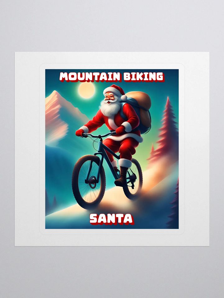 Mountain Biking Santa - Christmas Sticker product image (1)