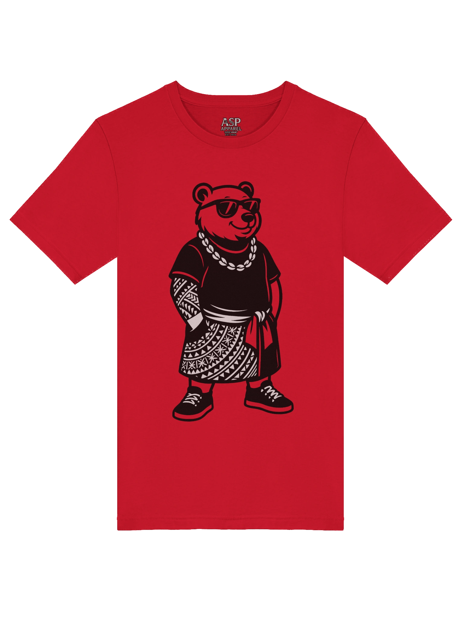 Urban Island Bear Tee – Samoan Streetwear T-Shirt with Tribal Lavalava Design | ASP Apparel product image (5)