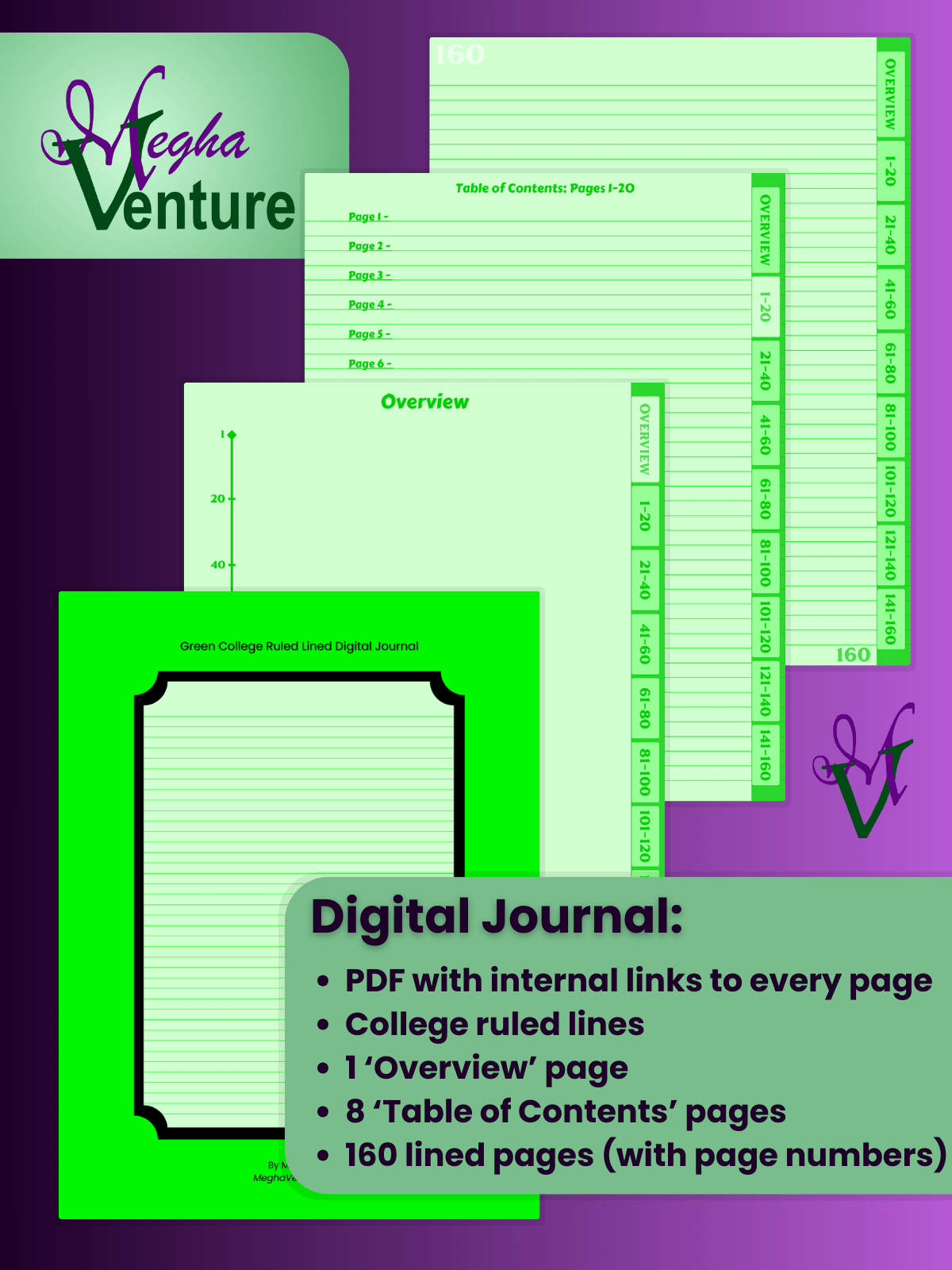 Green College Ruled Lined Digital Journal product image (1)