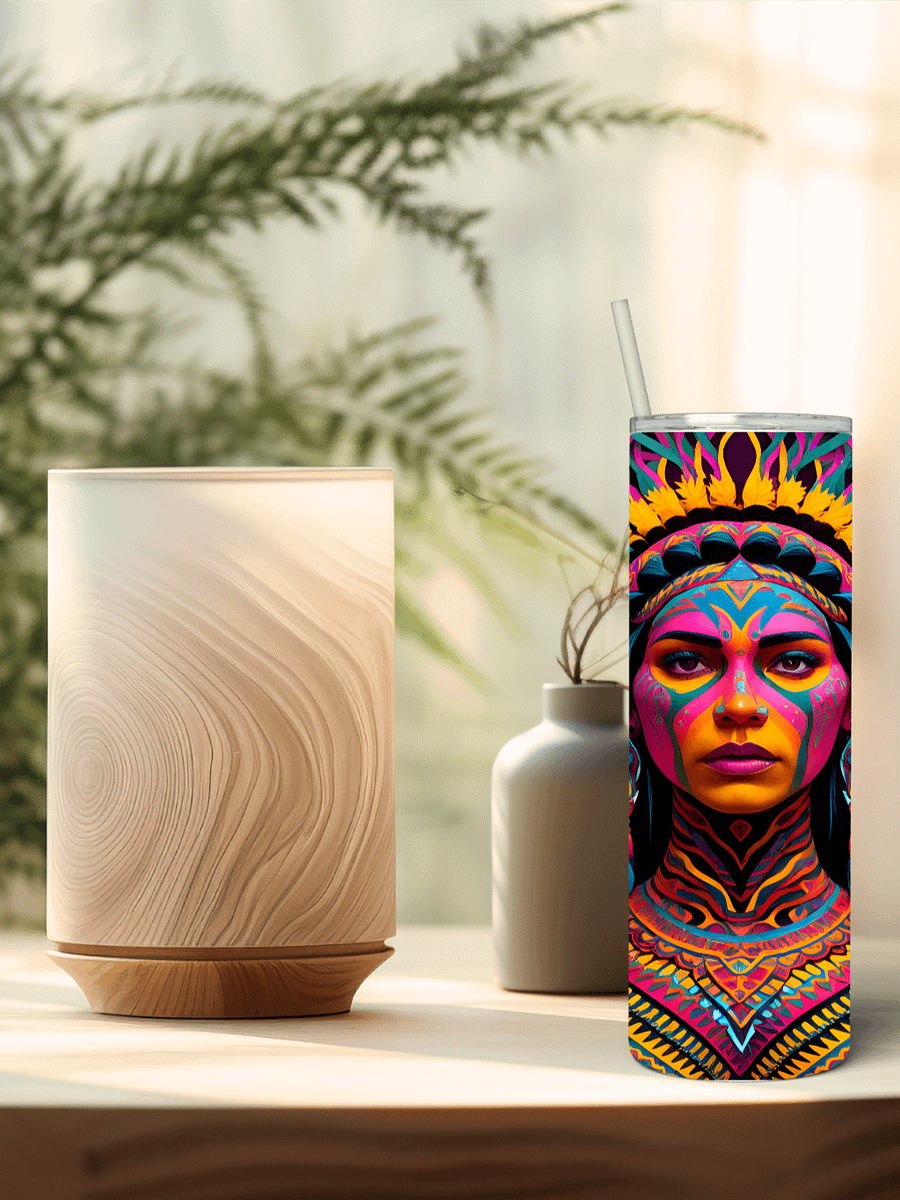 Vibrant Warrior Spirit, Yellow, Red, Blue, Pink Stainless Steel Tumbler product image (3)