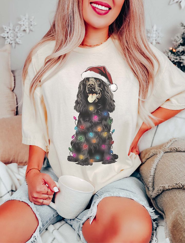Funny Cocker Spaniel(Black) Christmas T-Shirt for Cocker Spaniel Paw-rents product image (16)