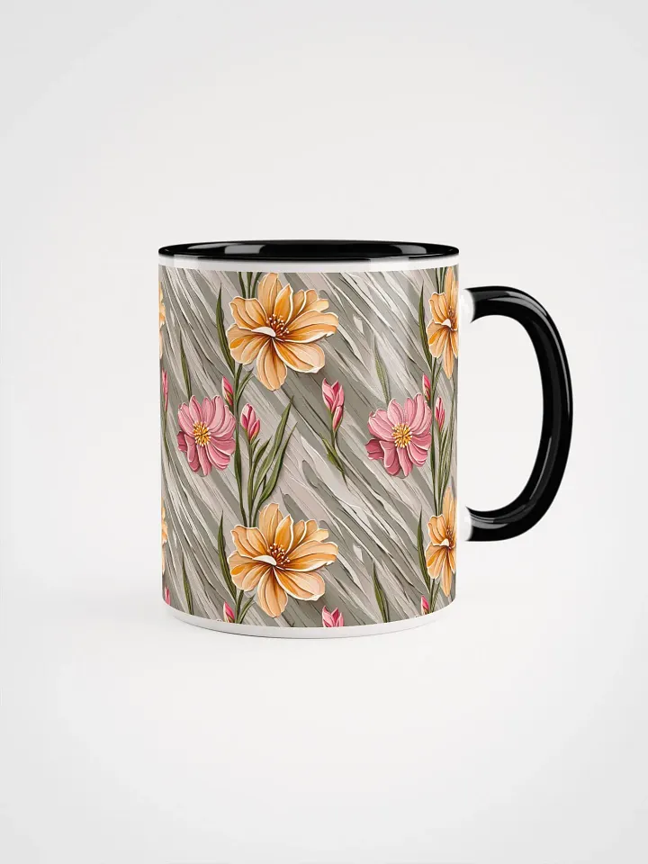 Coffee Mug with Color Inside - Painted Flowers in Shades of Yellow and Pink product image (1)