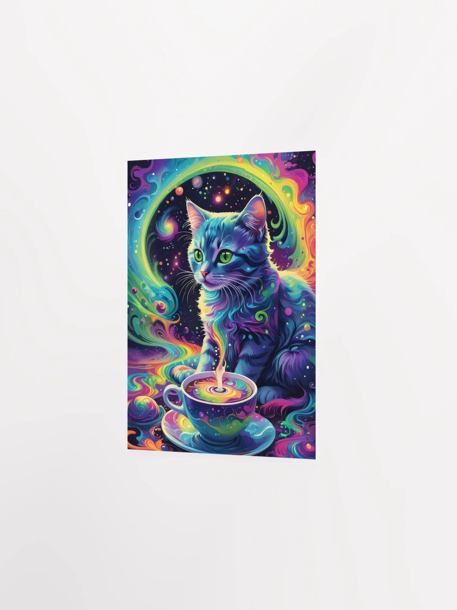 Psychedelic Cat with Cosmic Coffee Poster product image (5)