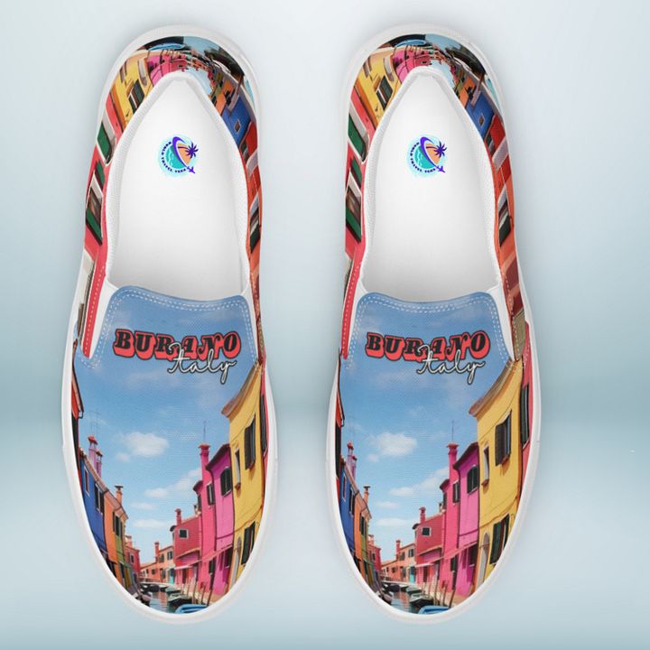 Burano Italy All Over Print Slip On Canvas Shoes product image (1)