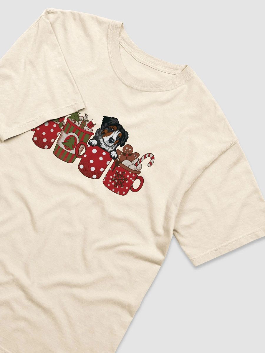 Cute Australian Shepherd(Tricolor) in a Christmas Cup T-Shirt | Funny Christmas Aussie Pup in a Cup product image (16)
