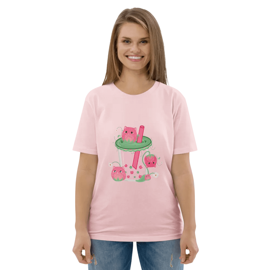 Strawberry Cat Boba Tea Shirt product image (5)