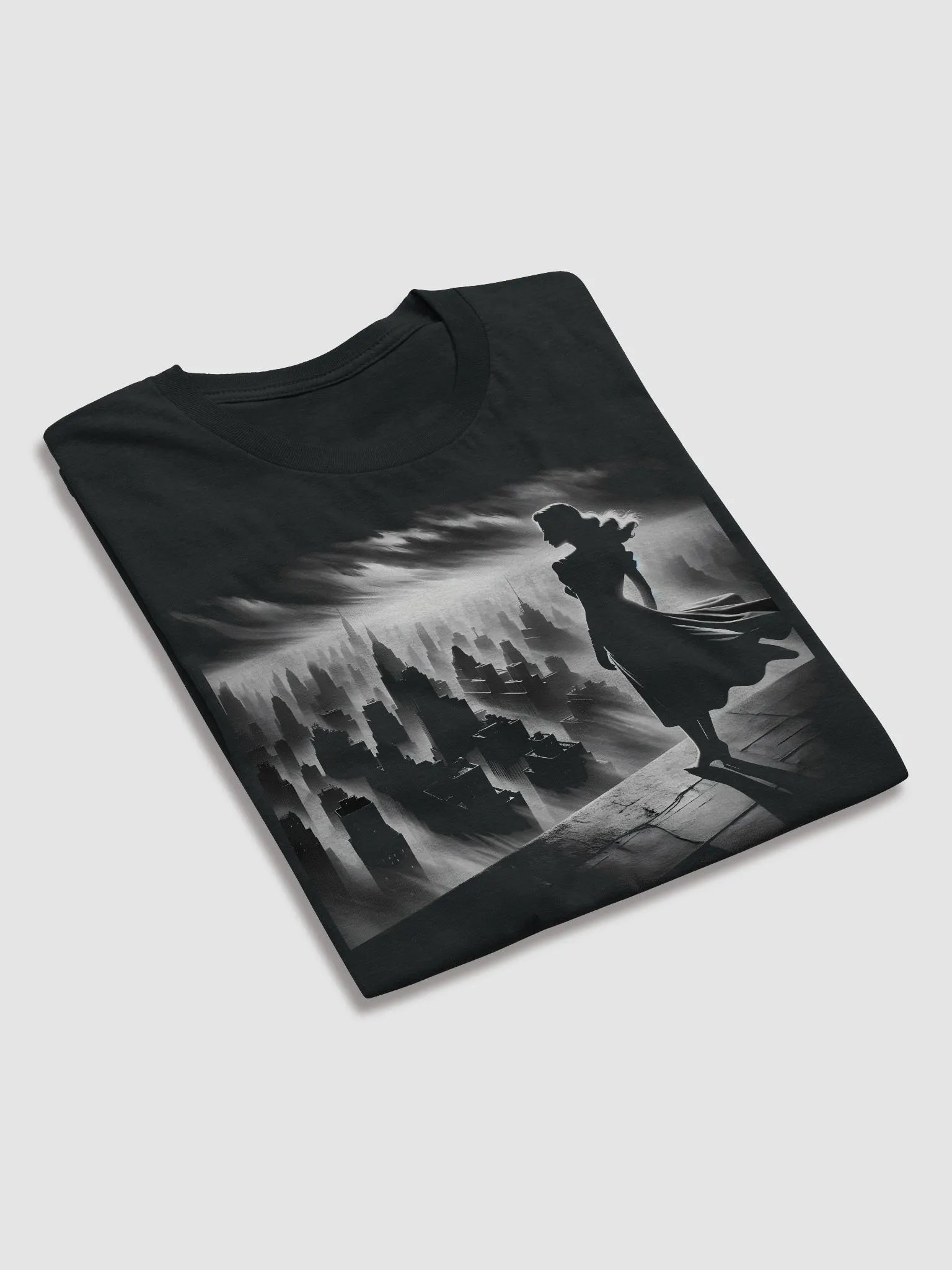 Rooftop Dreams Over Noir Cityscape (Front Print Womens Tee) product image (3)