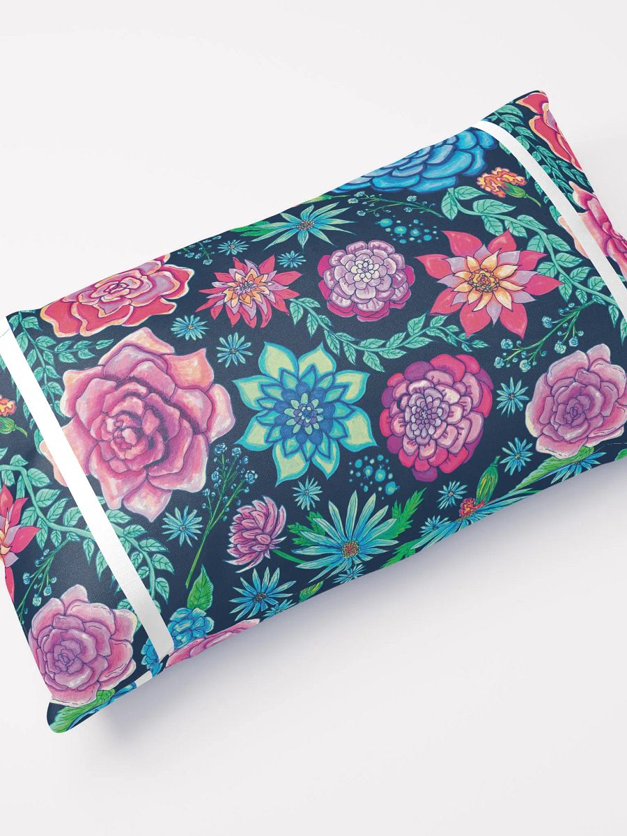 Monique Faella Designs™ | All-Over Print Pillow | Classic Comfort | Machine-Washable | Hidden Zipper | 100% Polyester | Bold Florals on Dark Blue product image (5)