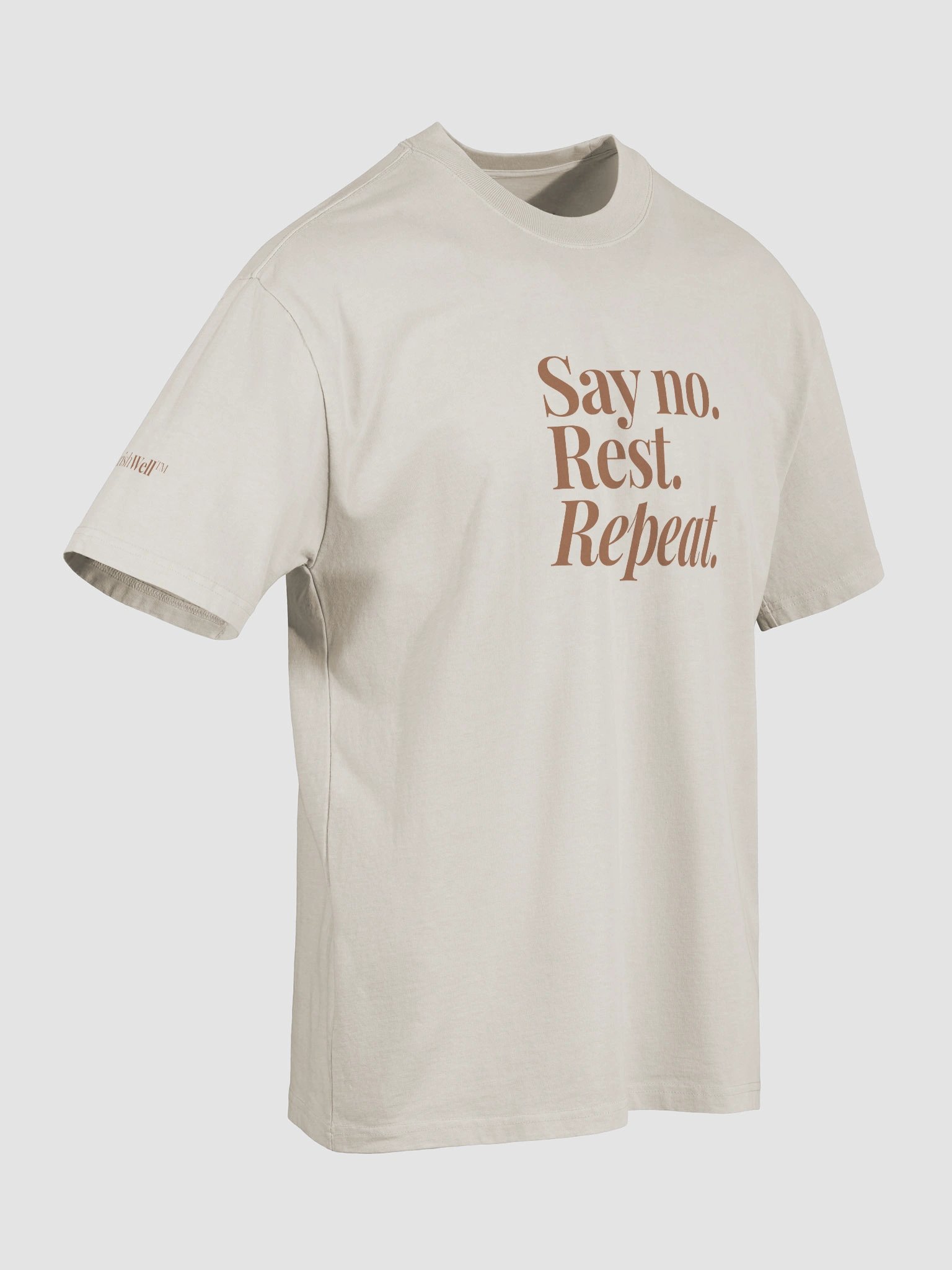 Say No. Rest. Repeat. Oversized Tee. Mocha Print on Cream/Bone product image (4)