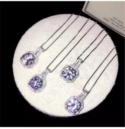 Lab Created AAA CZ Necklace 2 Carat Brilliant Cut Solitaire pendant S925 Single product image (5)