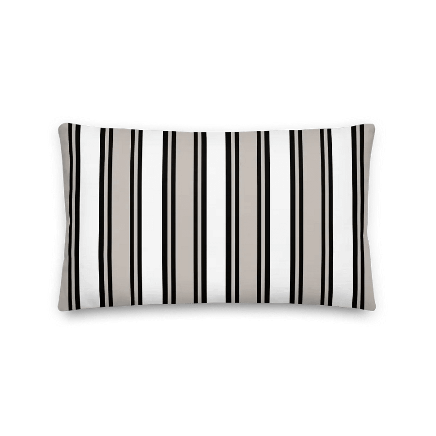 Chic Striped BLACK BEIGE Premium Pillow - Kissen gestreift Schwarz Beige product image (2)