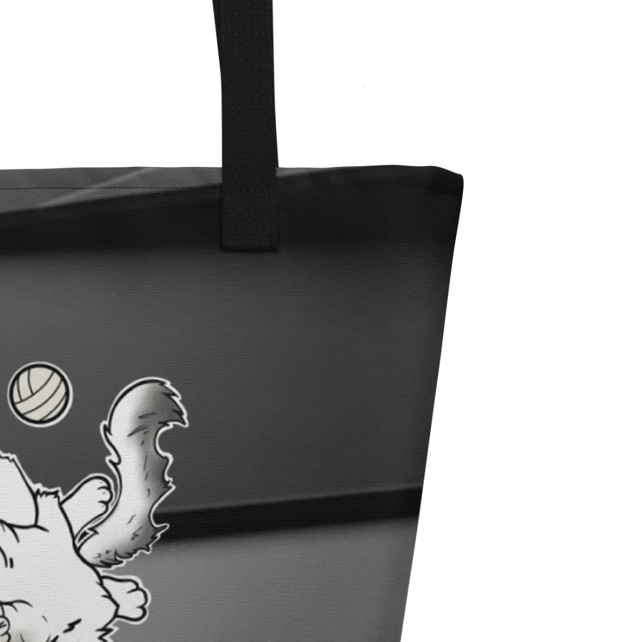 Black/Steel All-Over Print Large Tote Bag w/ Pocket : Luigi & Ariel Logo product image (5)