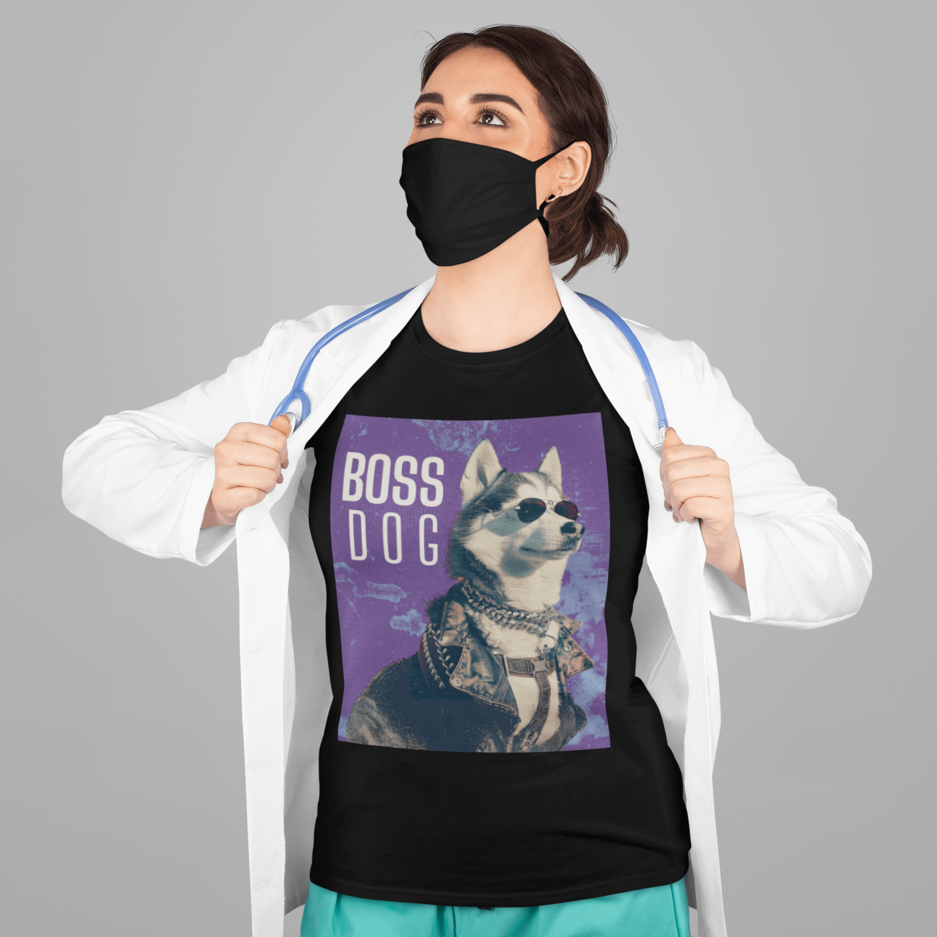 Siberian Husky Boss Dog Regular Fit T-shirt product image (3)