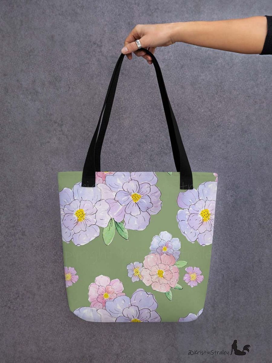Gingham Blossoms - Large Lavender Flowers on Green product image (6)