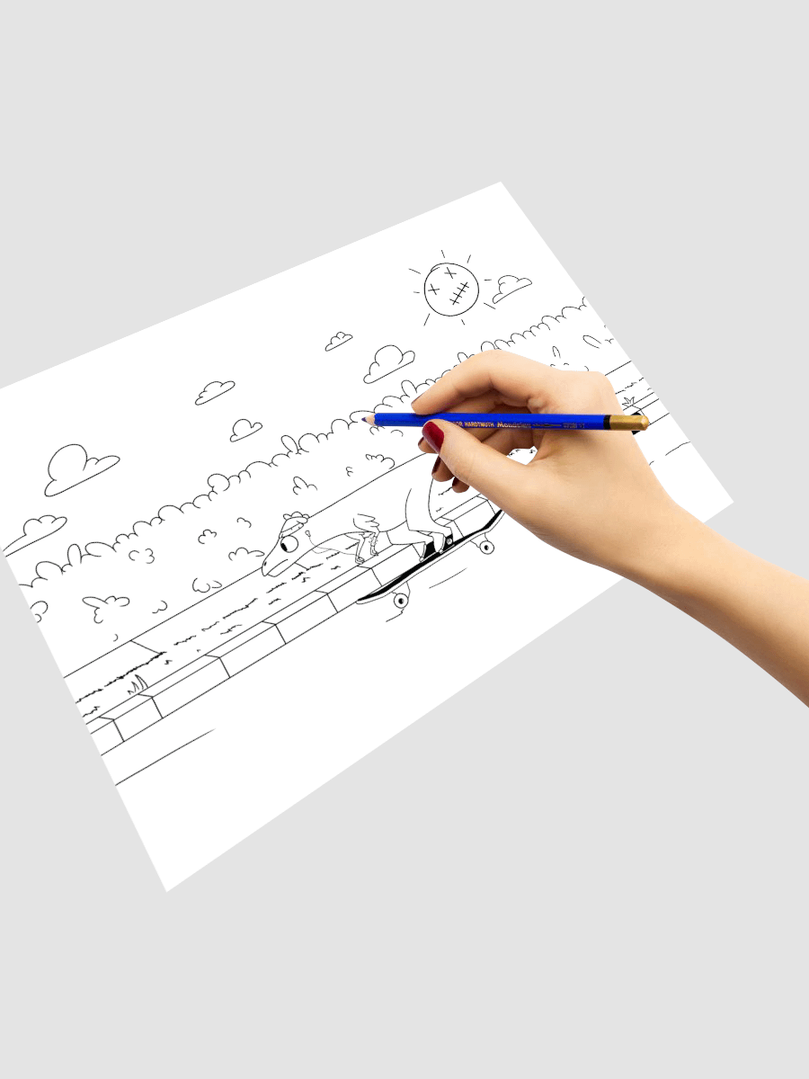 Teenage Dino Basement Angst - Colouring Page [Dani & Dean Do An Internet] product image (1)