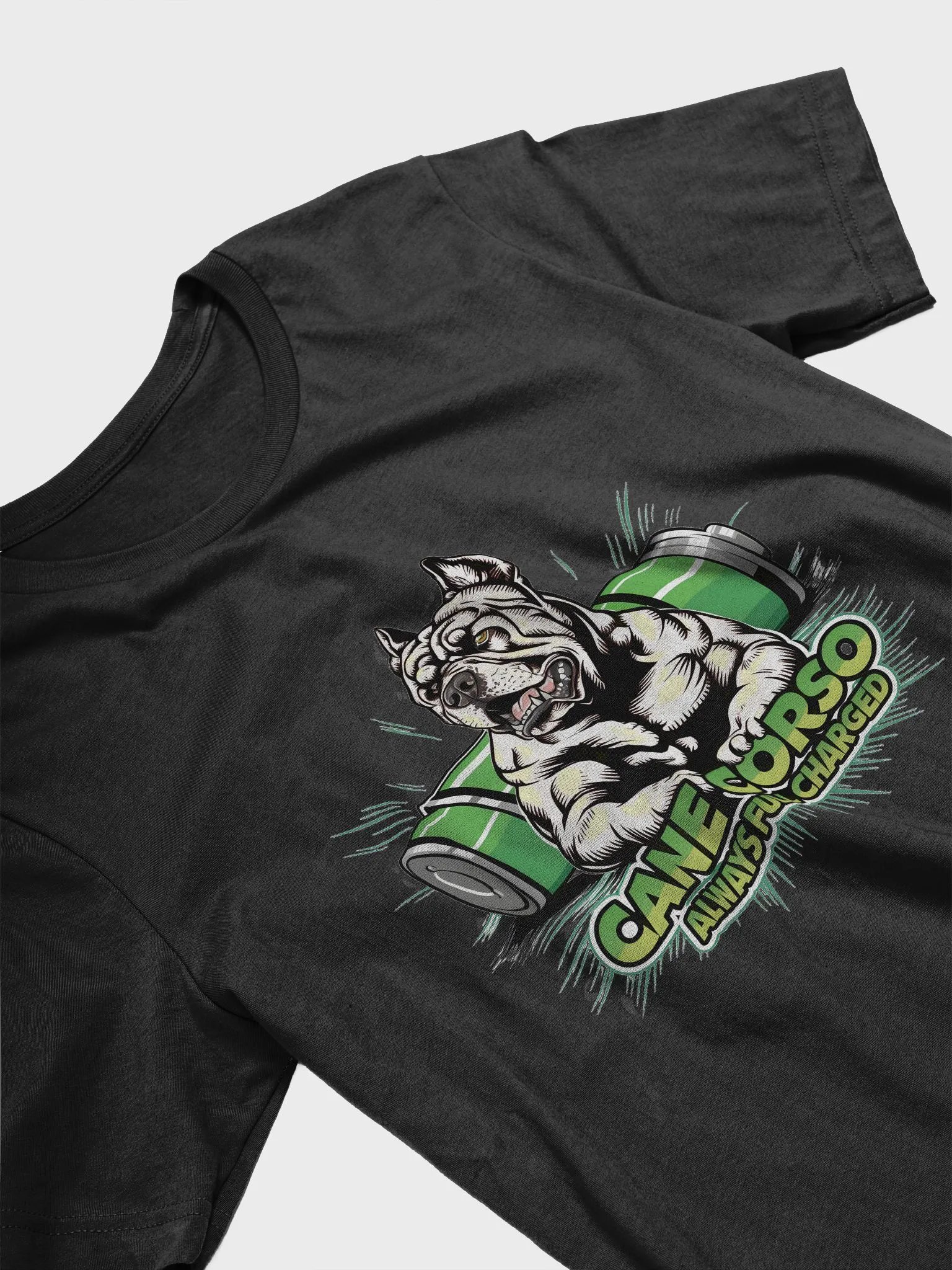 Always Full Charged White Cane Corso T-Shirt | Playful Energy Dog Shirt product image (2)