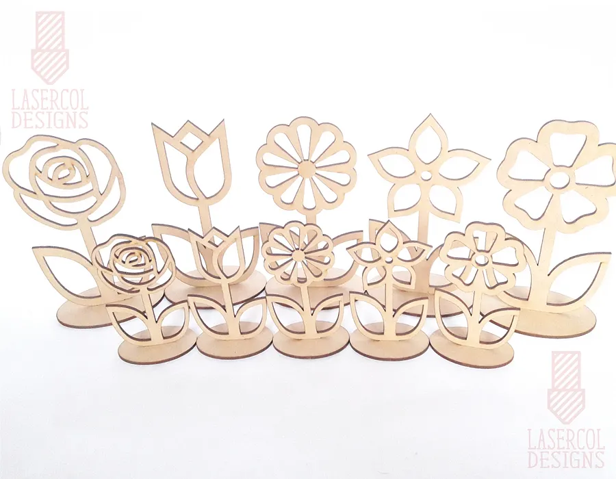 Flowers - Set 1 - (Two Sizes, Five Styles) - Laser Cut Files product image (5)