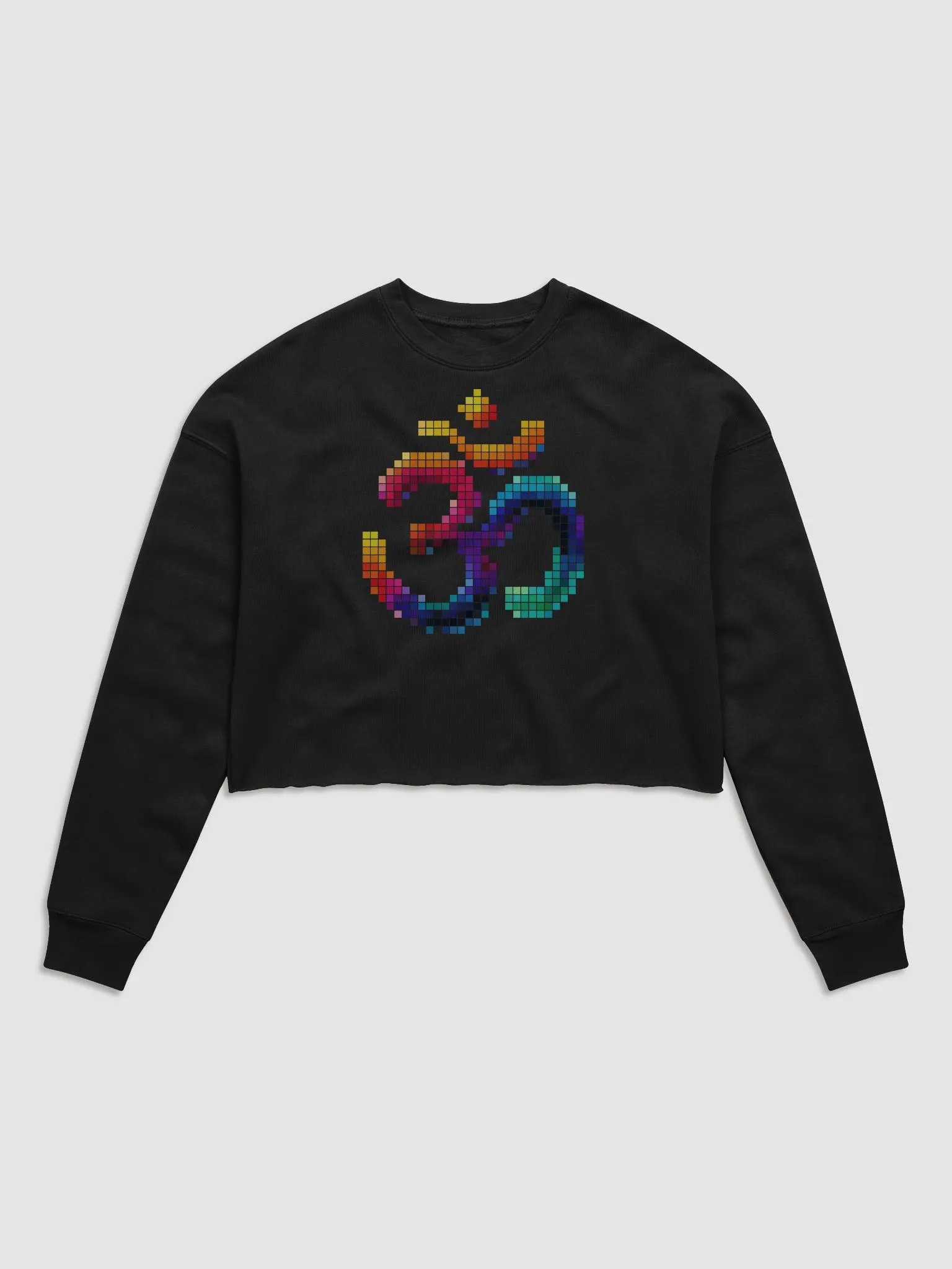 Pixelated Om Symbol Fleece Crop Sweatshirt product image (1)