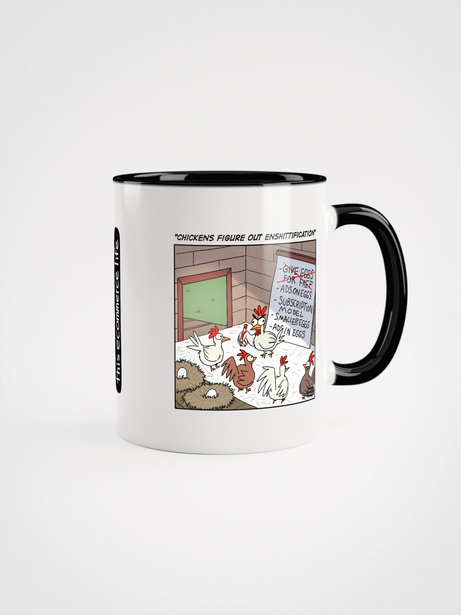 "Chickens figure out enshittification" mug product image (2)
