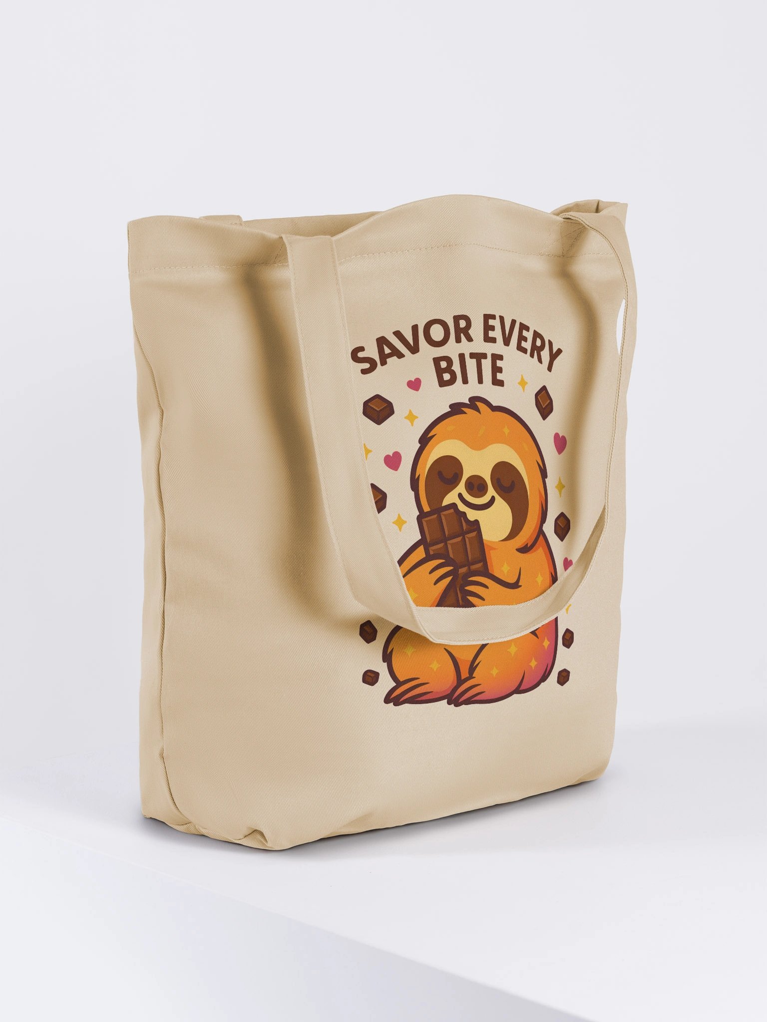 Savor Every Bite – Funny Sloth Tote Bag (Double-Sided Print) | Eco Cotton Foodie Tote – Sloths Having Snacks Collection product image (4)