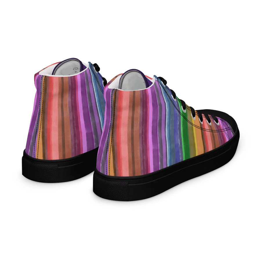 Cool Gouache Striped Men's High-Top Canvas Shoes product image (8)