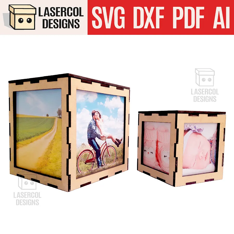 Photo Cube Keepsake Box (two sizes) - Laser Cut Files product image (1)