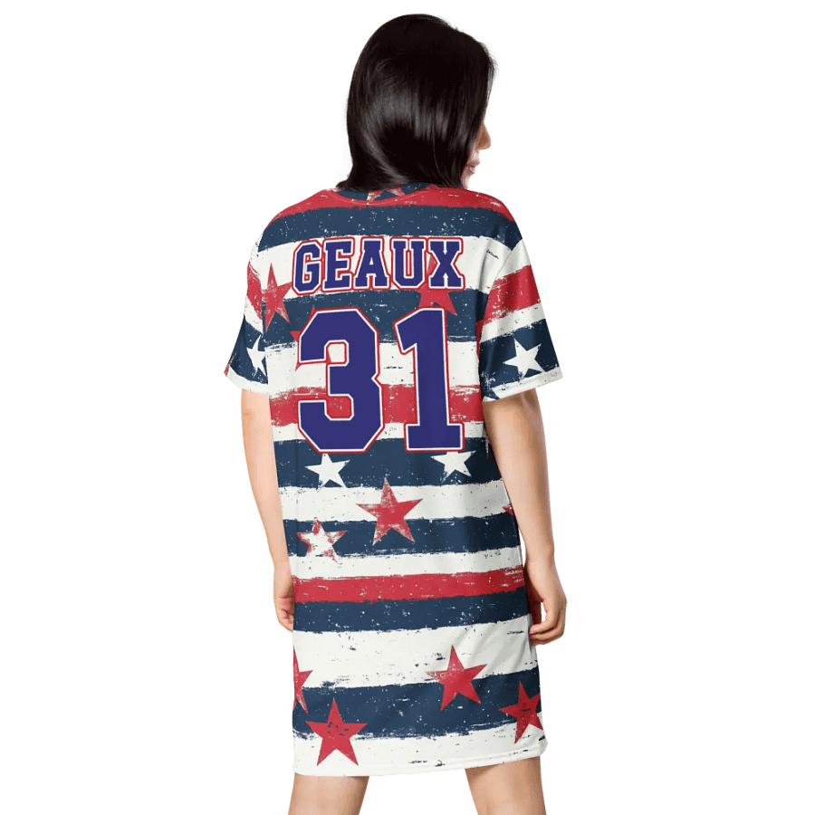 Geaux 31 (On Back) - Vintage Patriots (Stars & Stripes) T-Shirt Dress product image (3)