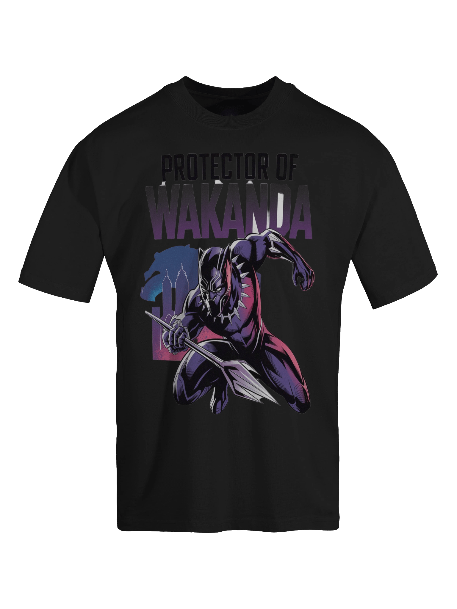 Black Panther Protector of Wakanda Oversized Faded T-Shirt – Vibranium Shadow Leap product image (1)