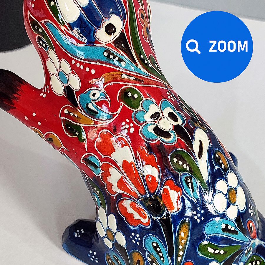 Ceramic handmade cat, Turkish decor (Red) — handmade pottery product image (8)