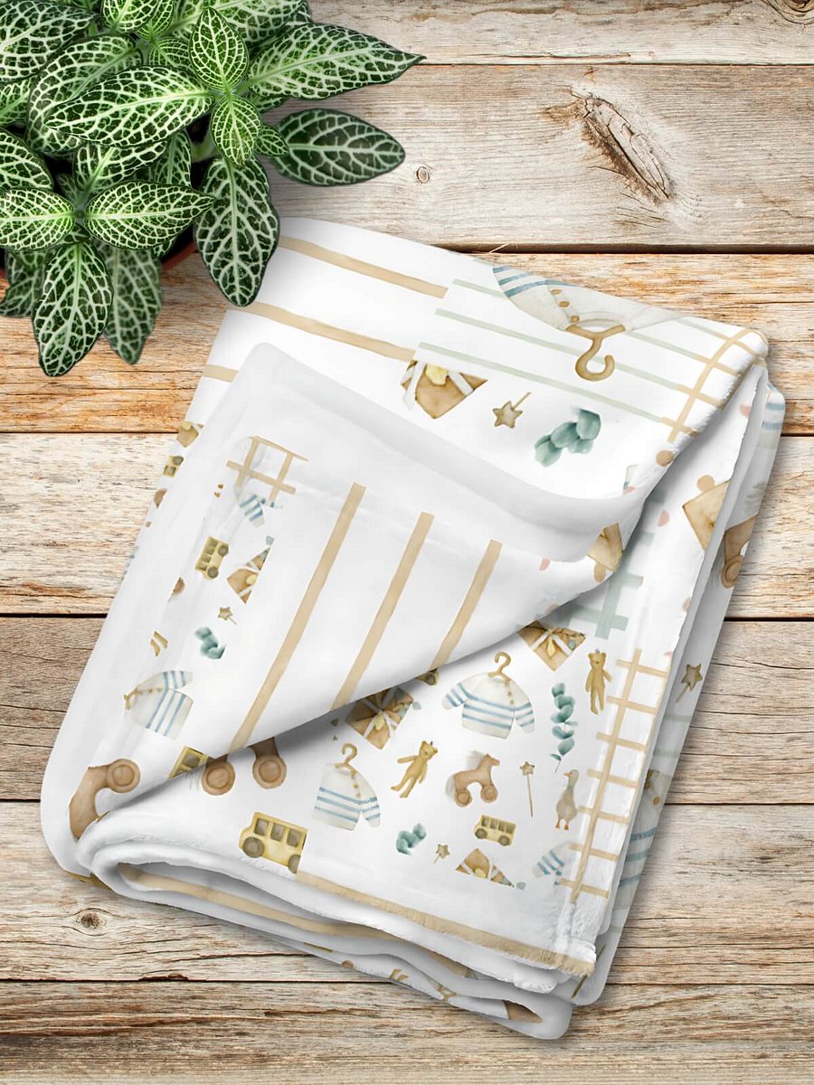 Sweet Eucalyptus Watercolor Baby Patchwork Throw Blanket product image (4)