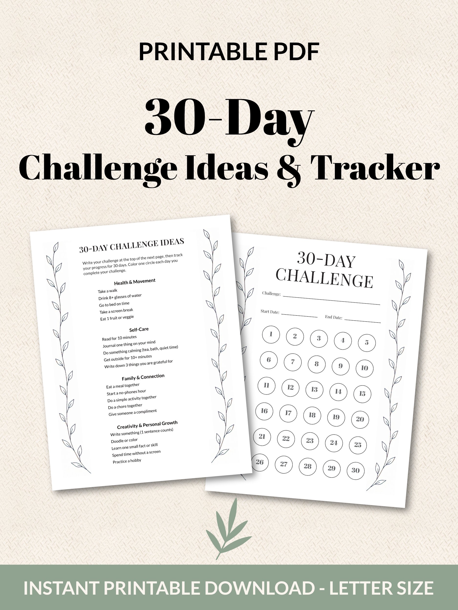 Printable 30-Day Challenge Ideas & Tracker product image (2)