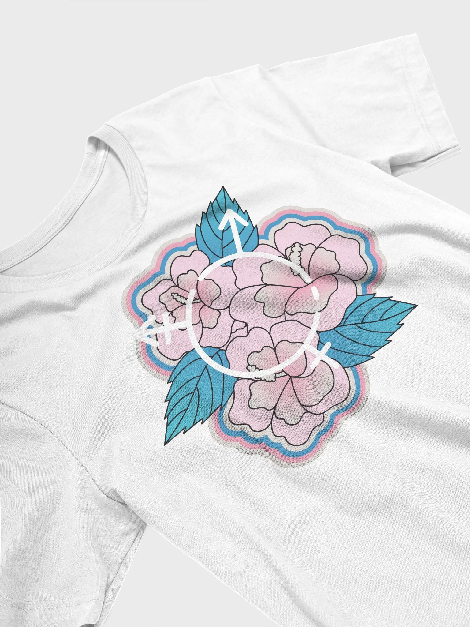 LGBTQIAP2S+ 2025, Trans Flower with Symbol, White Tee product image (3)